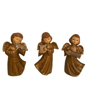 MCM Vintage Golden Musical Themed Angels set of 3